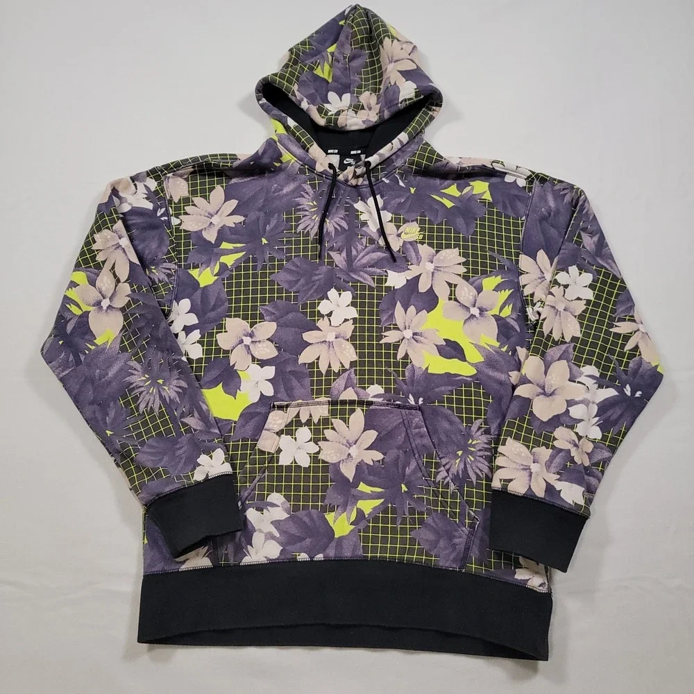 Nike SB Men Hoodie Small Floral Grid‎ Purple Skate Pullover